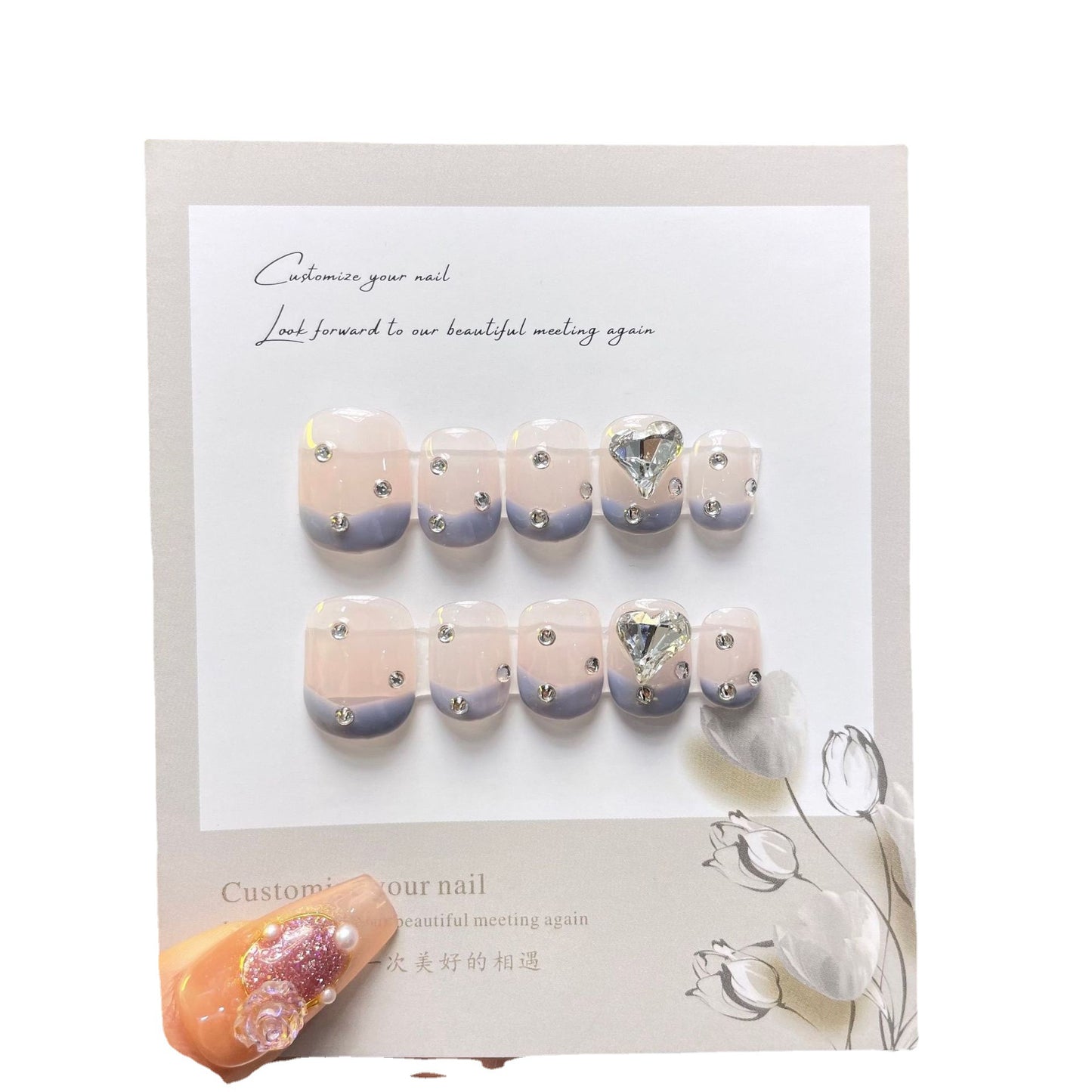 Elegant Pink Fade with Silver Stud Accents – A Chic Blend of Soft Gradient and Bold Detail