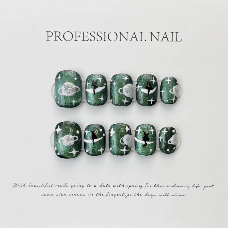 Galactic Vibes – Dark Green Space Theme with Stellar Shine