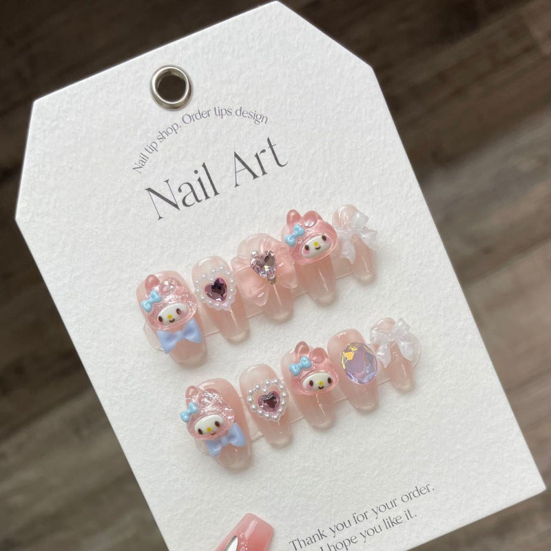 Long Light Pink Daring Cartoon – Playful Charm, Bold Expression
