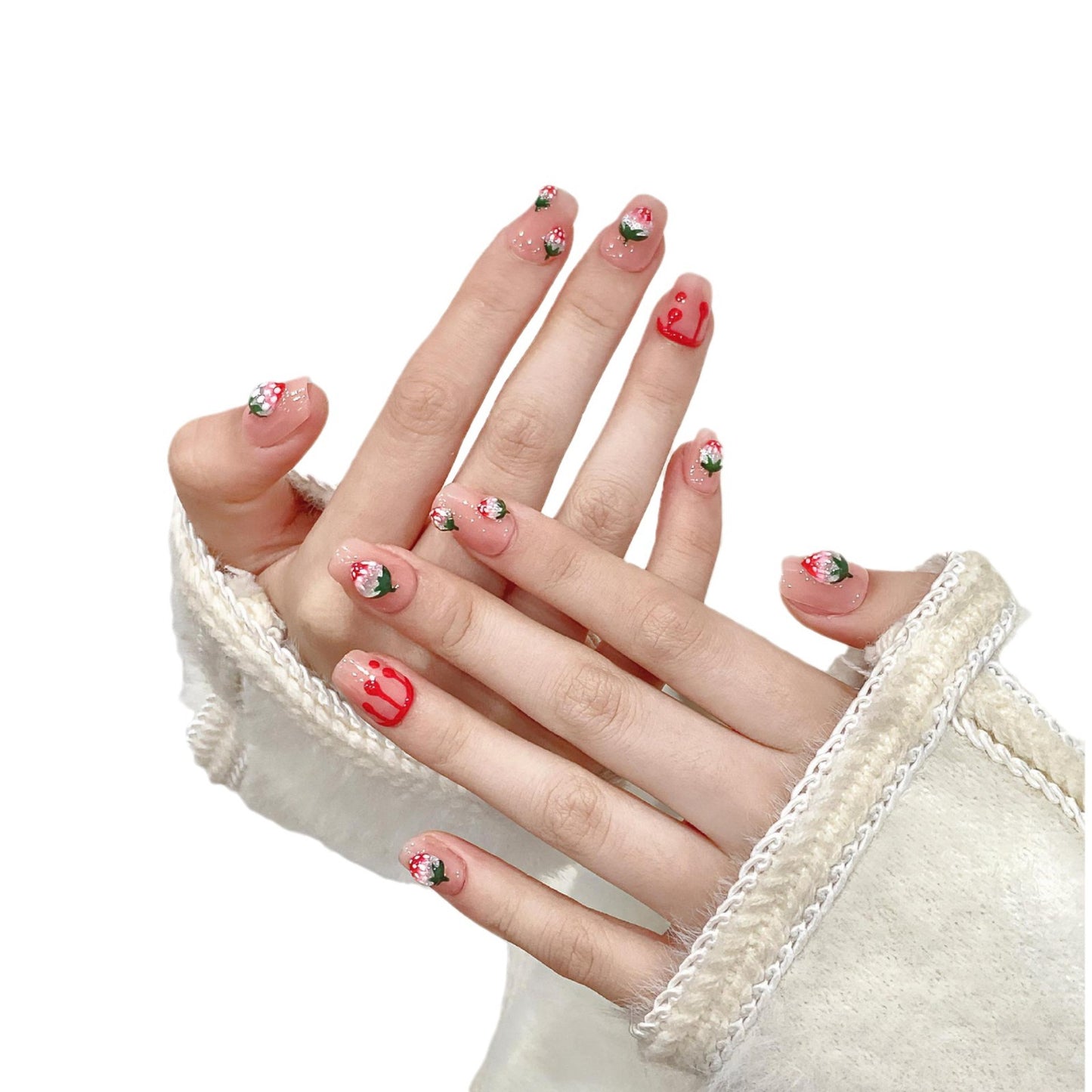 Strawberry Glam Delight – Sweet Elegance with Stunning Nail Art