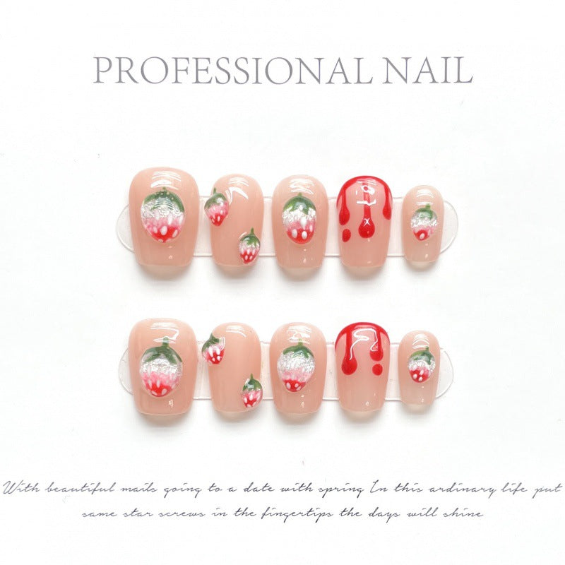 Strawberry Glam Delight – Sweet Elegance with Stunning Nail Art