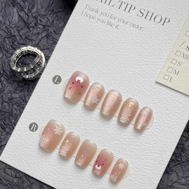 Short Light Pink Winter Wonderland – Soft Elegance, Frosted Charm