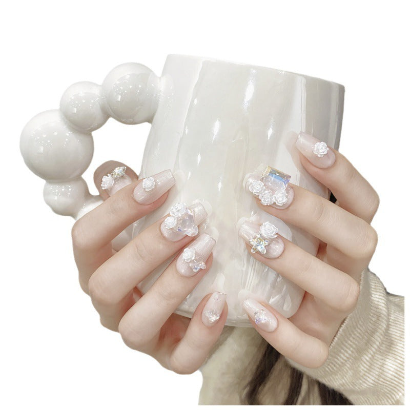 Iridescent Bloom Elegance – White Petals with a Touch of Glam