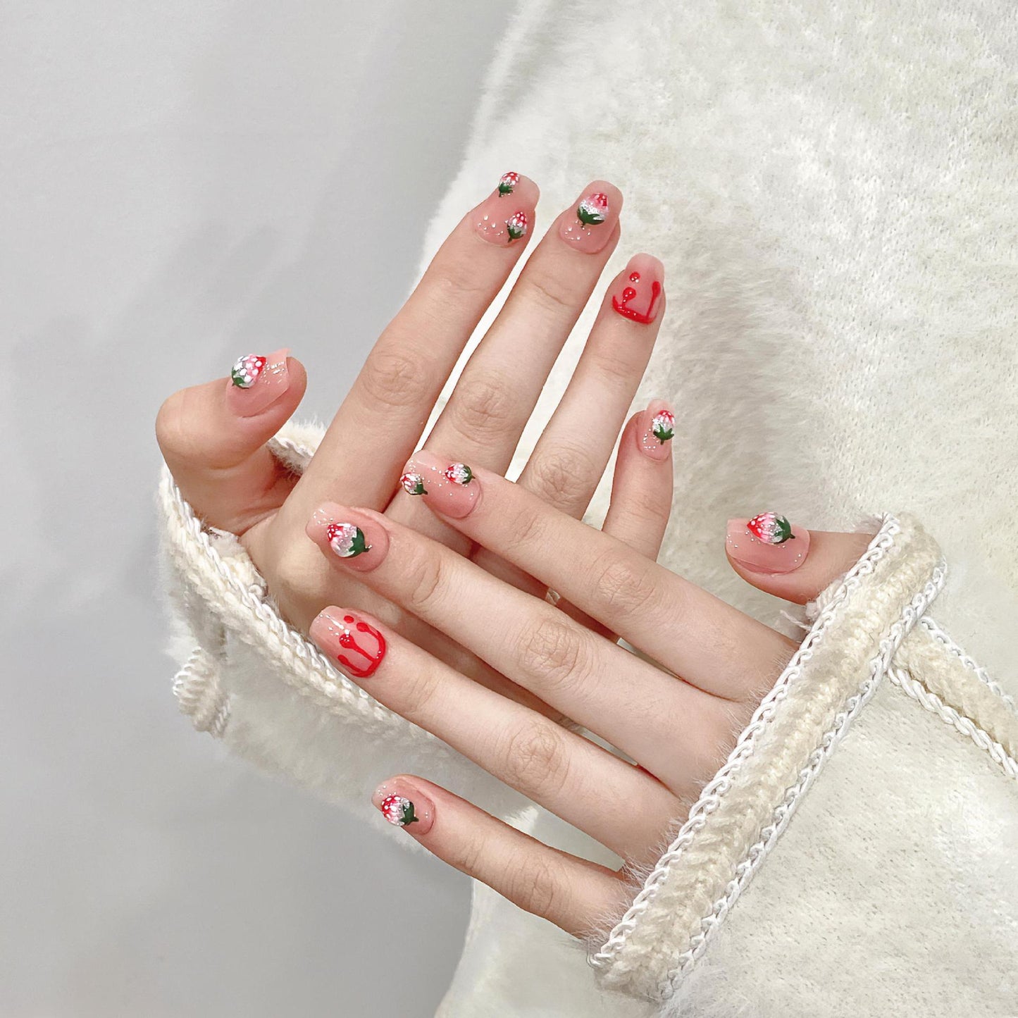 Strawberry Glam Delight – Sweet Elegance with Stunning Nail Art