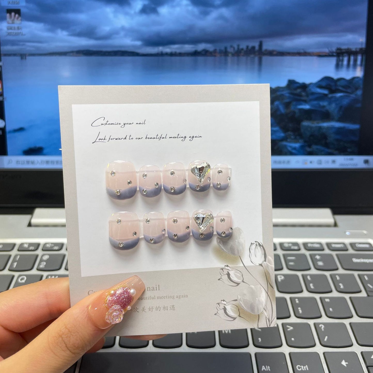Elegant Pink Fade with Silver Stud Accents – A Chic Blend of Soft Gradient and Bold Detail