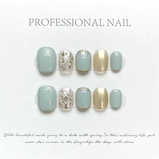 Champagne Sky Glow – Soft Azure Meets Golden Elegance
