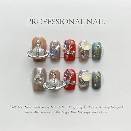 Prismatic Bloom – Silver Rose Radiance with Jewel-Tone Accents