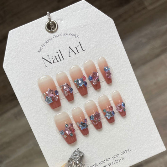 Glistening Stone Cascade – Gradient Charm with Precious Glow