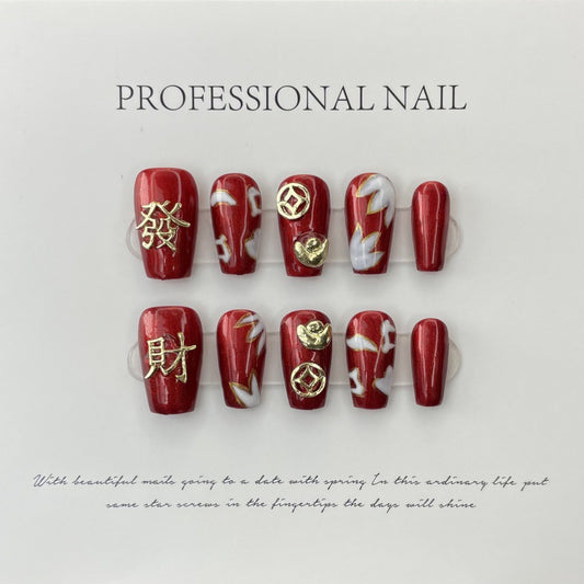 Empowered Scarlet – Dazzling Gold Elegance for a Bold Statement