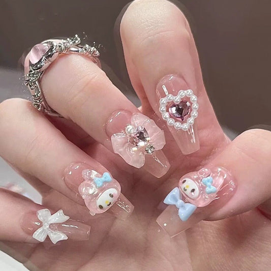 Long Light Pink Daring Cartoon – Playful Charm, Bold Expression
