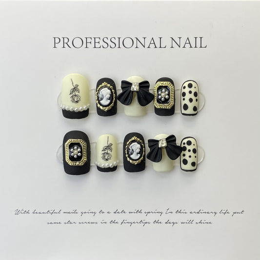 Black Short Square Rose – Bold Romance, Chic Edge