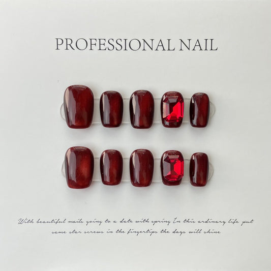 Crimson Jewel Glow – Luxe Red with Radiant Sparkle