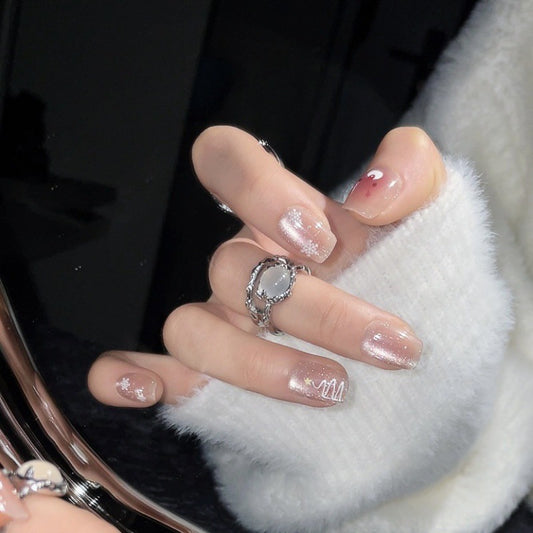Short Light Pink Winter Wonderland – Soft Elegance, Frosted Charm