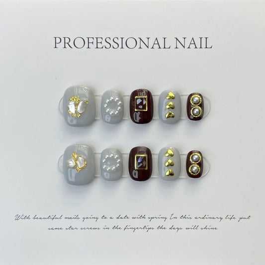 Sophisticated Earthy Elegance – Grey, Brown & Gold with Pearls