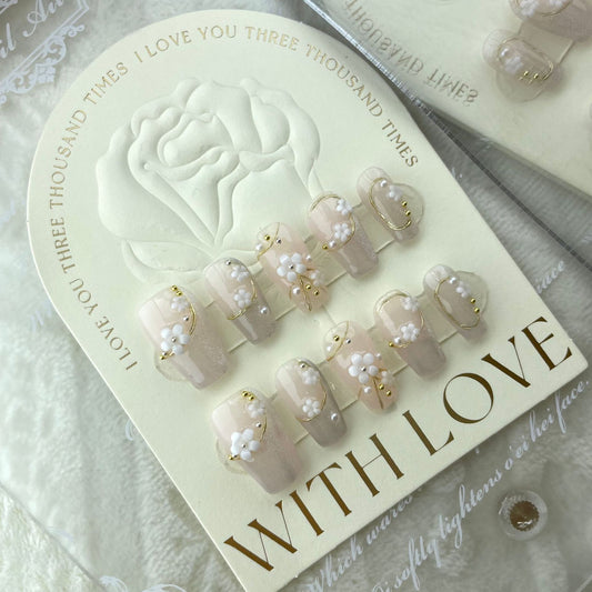 White Gold Blossom with Delicate Floral Accents