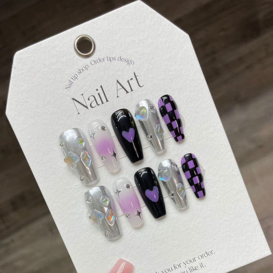 Lavender Luxe Checkmate – Sparkling Chessboard Elegance with Brilliant Glint