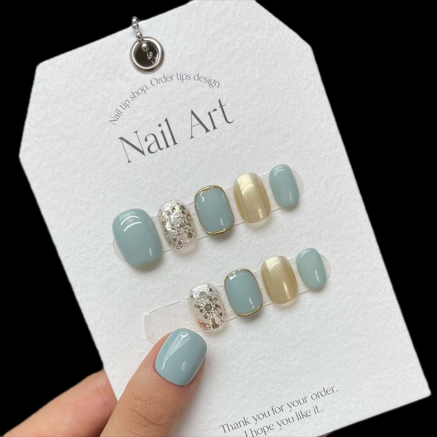 Champagne Sky Glow – Soft Azure Meets Golden Elegance