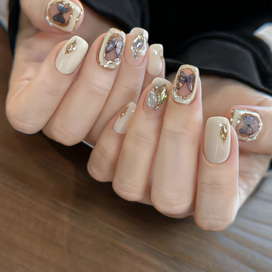 Long White with Butterfly Designs – Pure Elegance, Delicate Whimsy