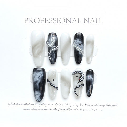 Sleek Serpent Chic – Monochrome Elegance with Bold Charm