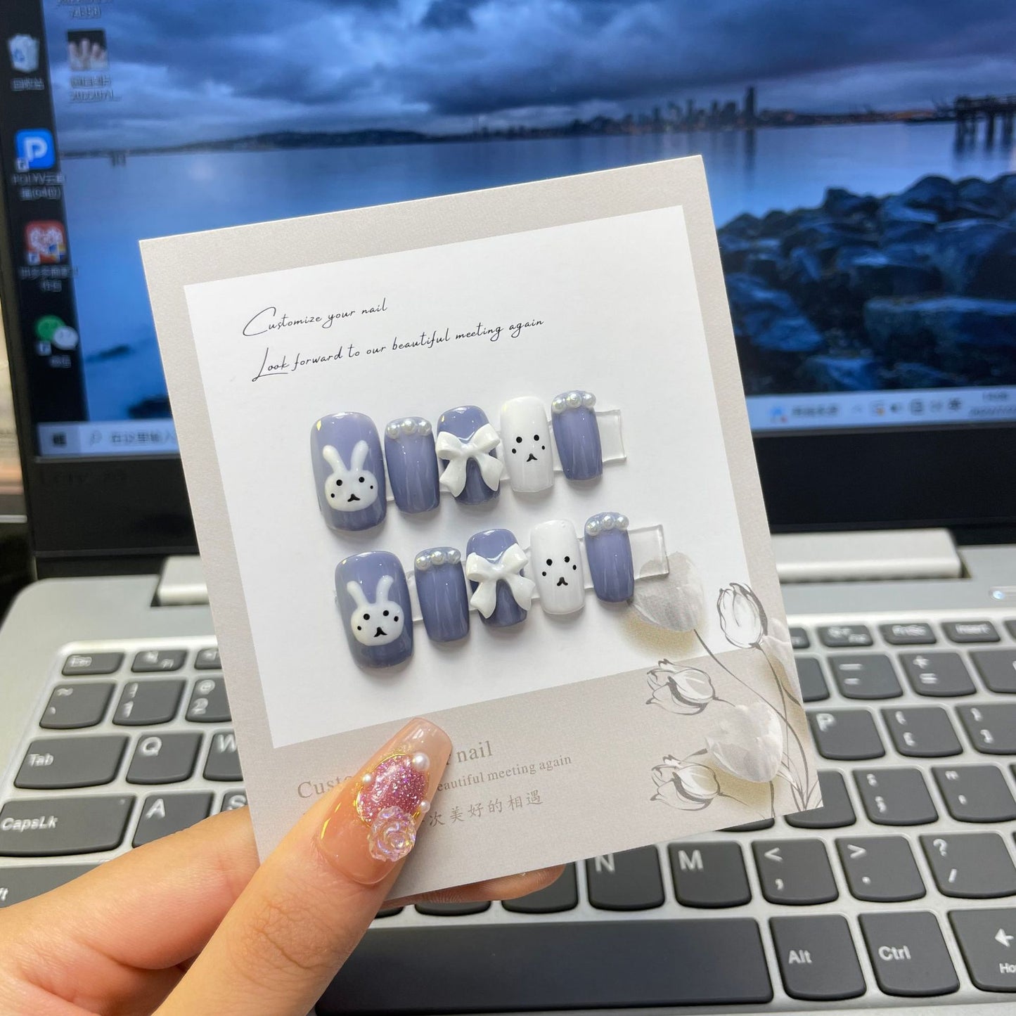Bunny Bliss – Playful Blue and White Design for Sweet Style