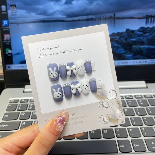 Bunny Bliss – Playful Blue and White Design for Sweet Style