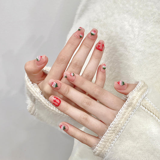 Strawberry Glam Delight – Sweet Elegance with Stunning Nail Art