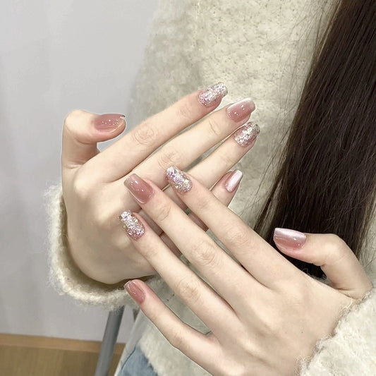 Rosé Radiance – Glitter-Kissed Ombre Perfection